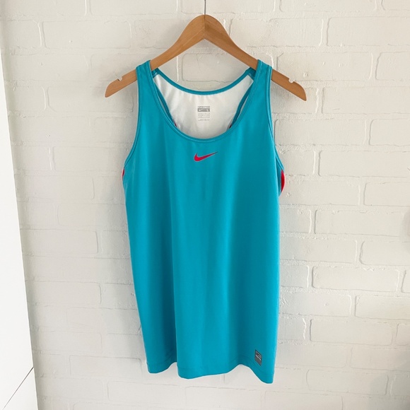 Nike Pro Womens Tank top Blue White Athletic Performance Racer back Sz L - Picture 4 of 13